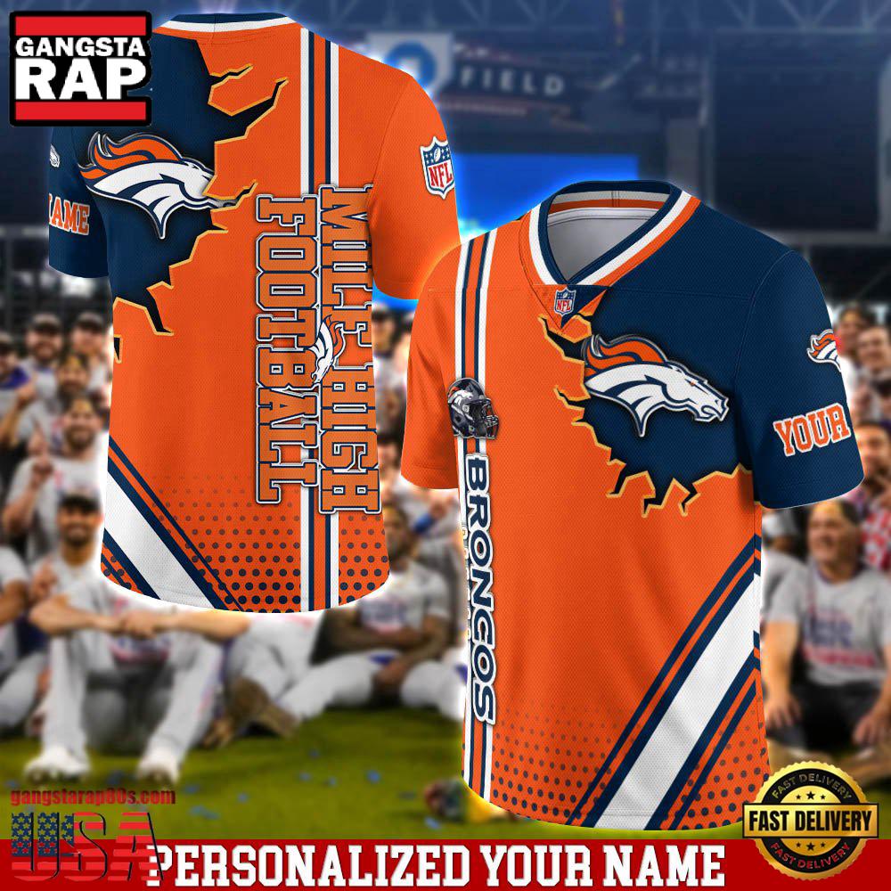 NFL Personalized Name Denver Broncos Team Logo Football Jersey LN