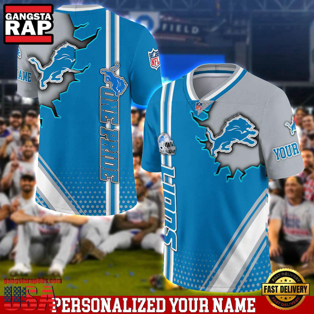 NFL Personalized Name Detroit Lions Team Logo Football Jersey LN