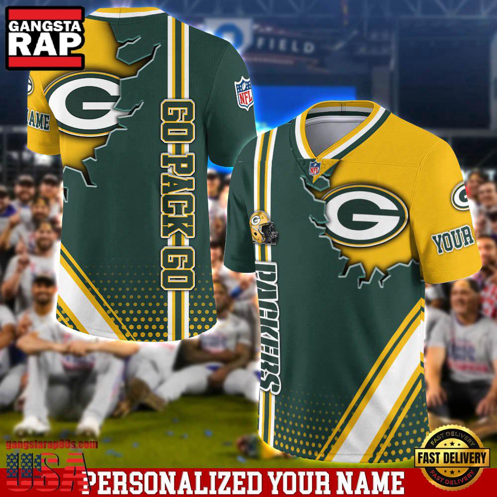 NFL Personalized Name Green Bay Packers Team Logo Football Jersey LN
