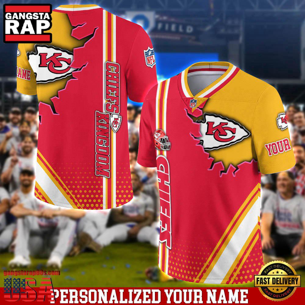 NFL Personalized Name Kansas City Chiefs Team Logo Football Jersey LN