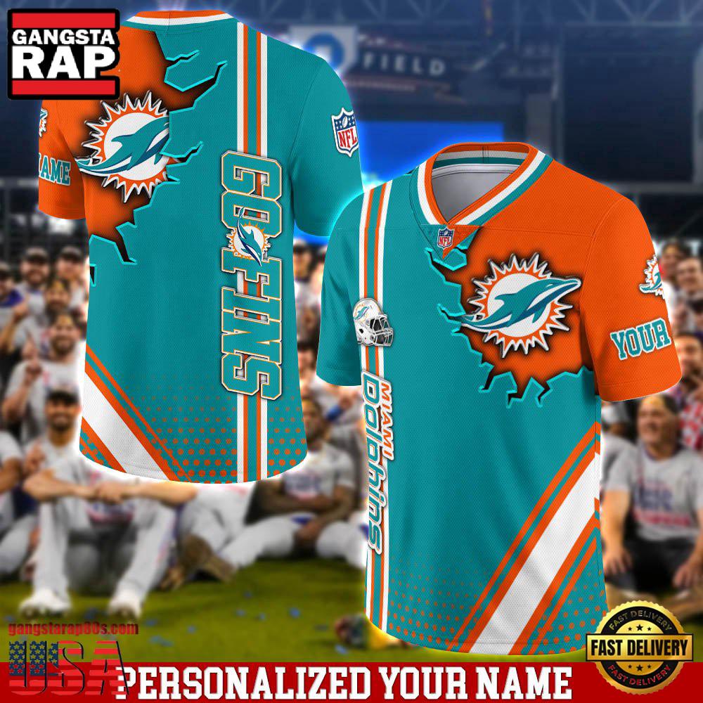 NFL Personalized Name Miami Dolphins Team Logo Football Jersey LN