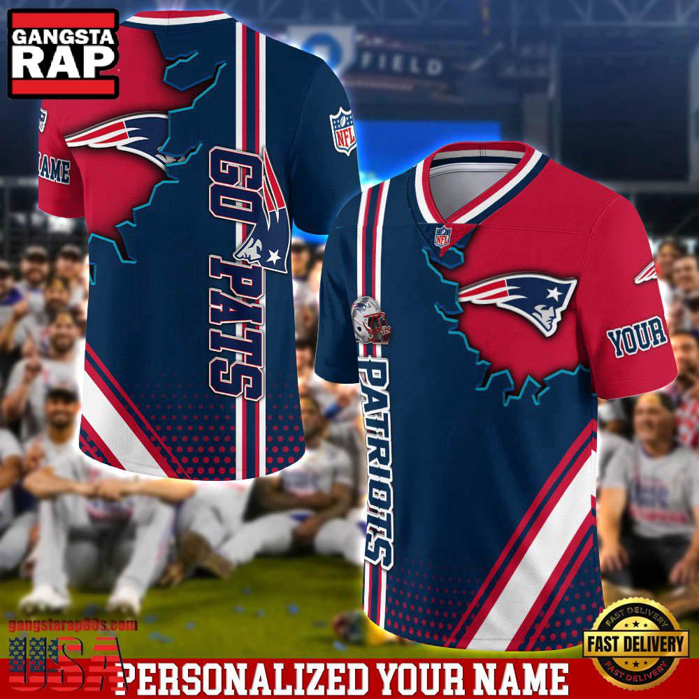 NFL Personalized Name New England Patriots Team Logo Football Jersey LN