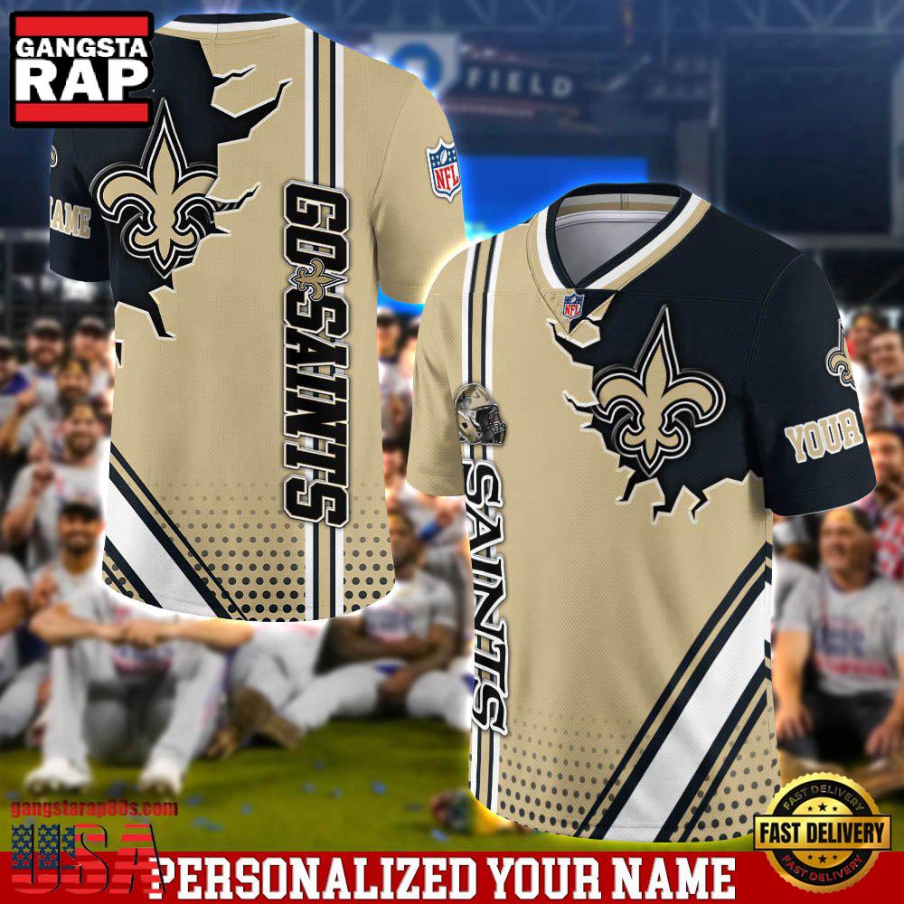 NFL Personalized Name New Orleans Saints Team Logo Football Jersey LN