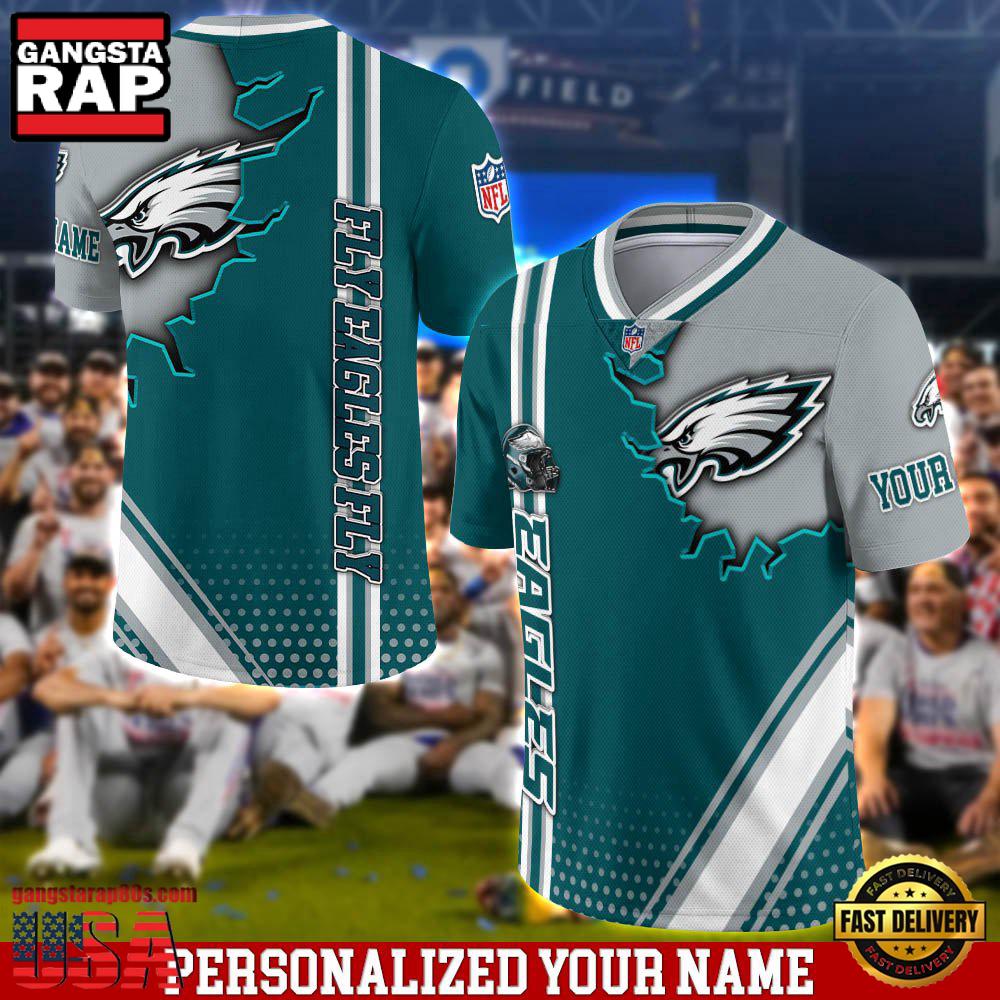 NFL Personalized Name Philadelphia Eagles Team Logo Football Jersey LN