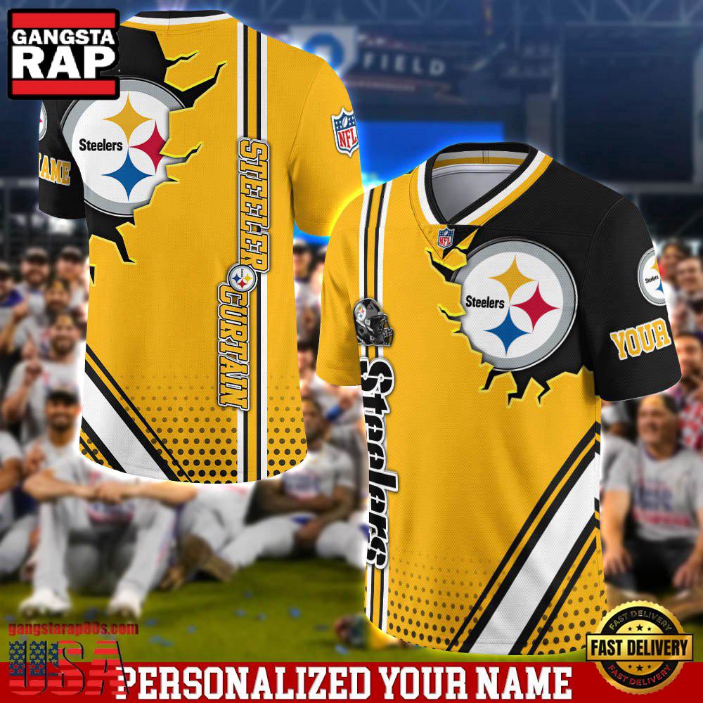 NFL Personalized Name Pittsburgh Steelers Team Logo Football Jersey LN