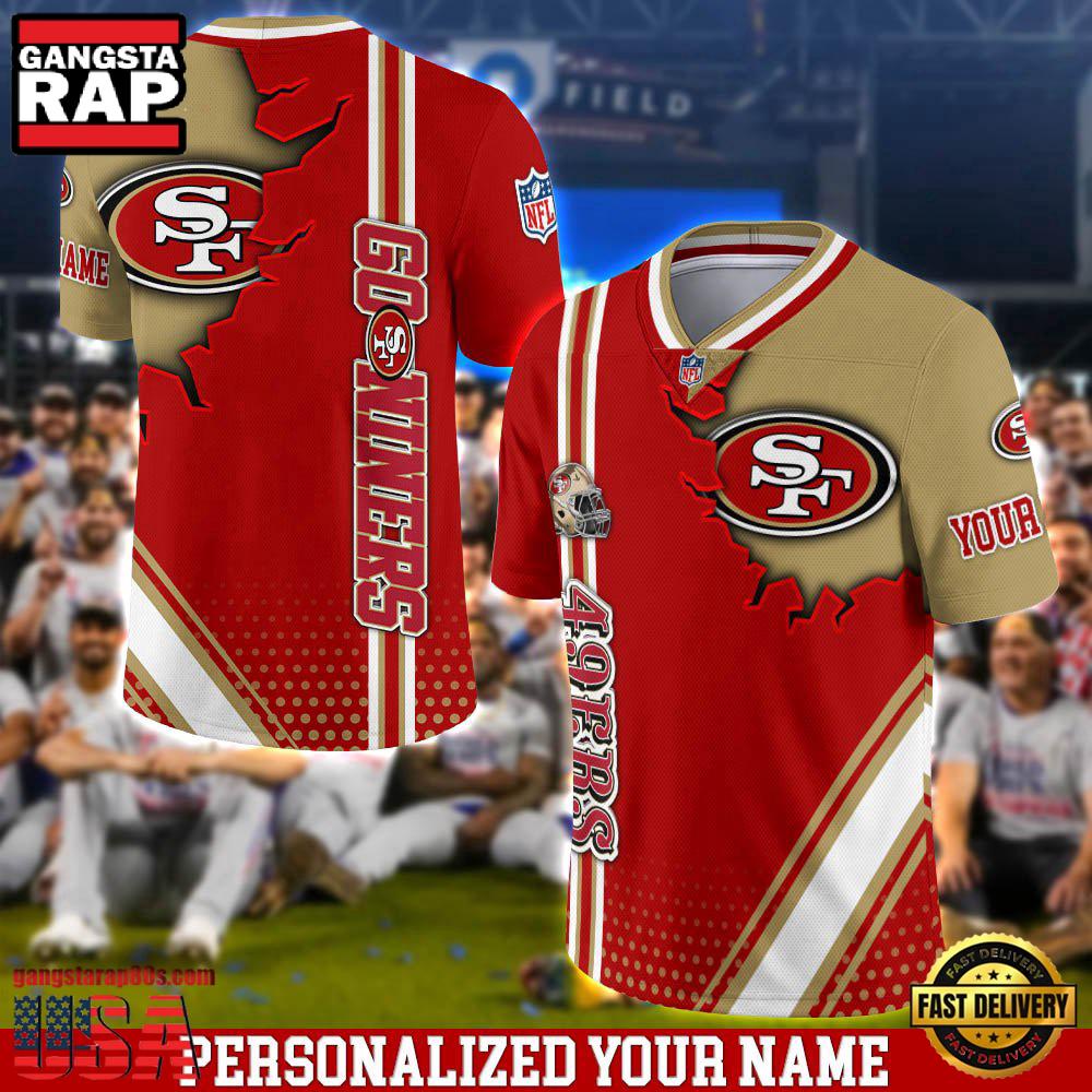 NFL Personalized Name San Francisco 49ers Team Logo Football Jersey LN