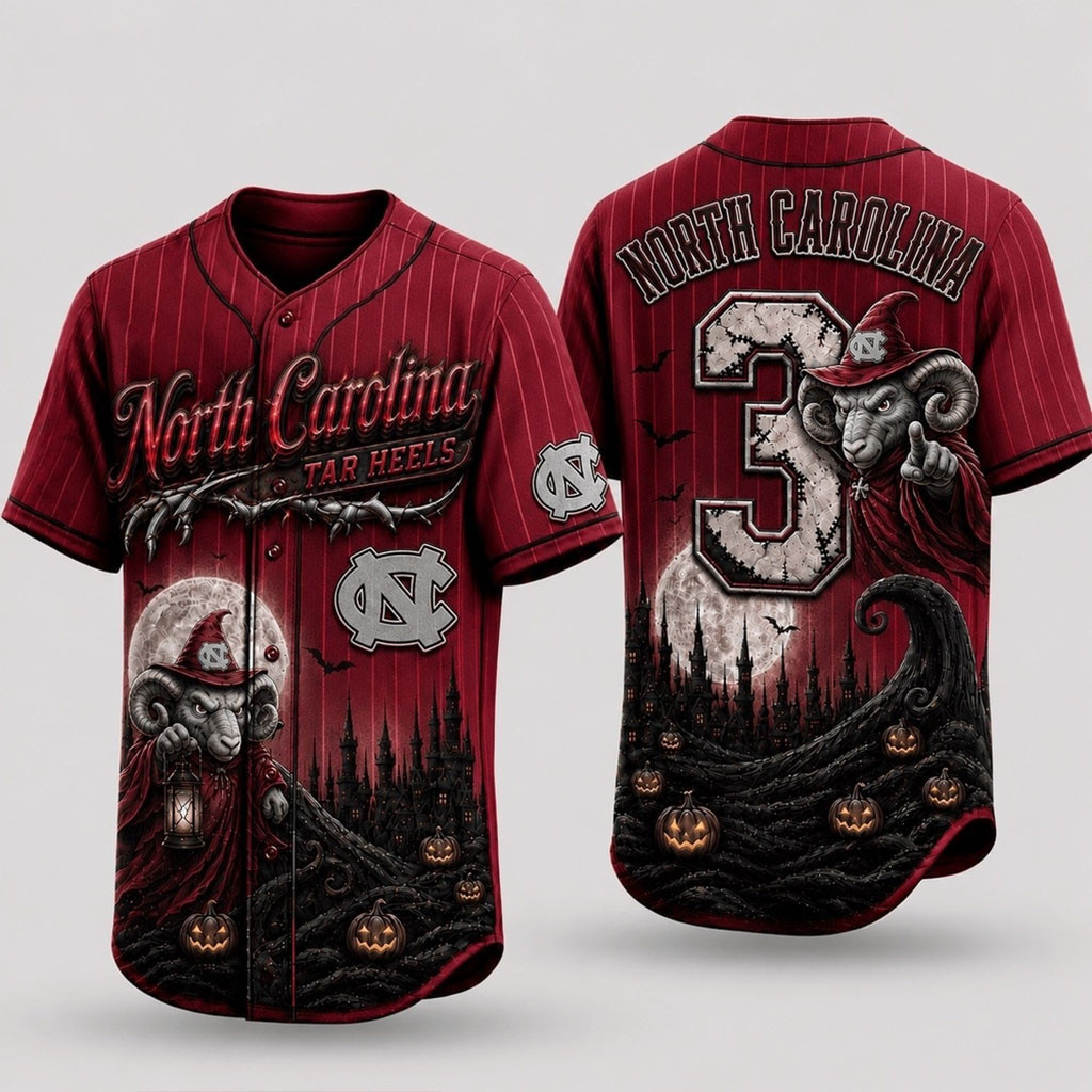 Personalized North Carolina Tar Heels 2026 Spooky Mascot Halloween Baseball Jersey HG Fan Merch