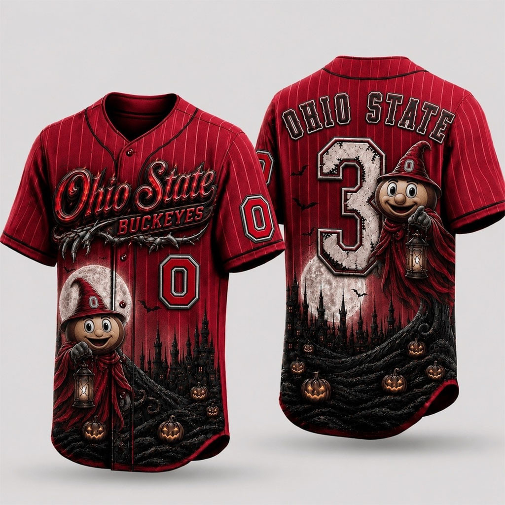 Personalized Ohio State Buckeyes 2026 Spooky Mascot Halloween Baseball Jersey HG Buckeyes Merch