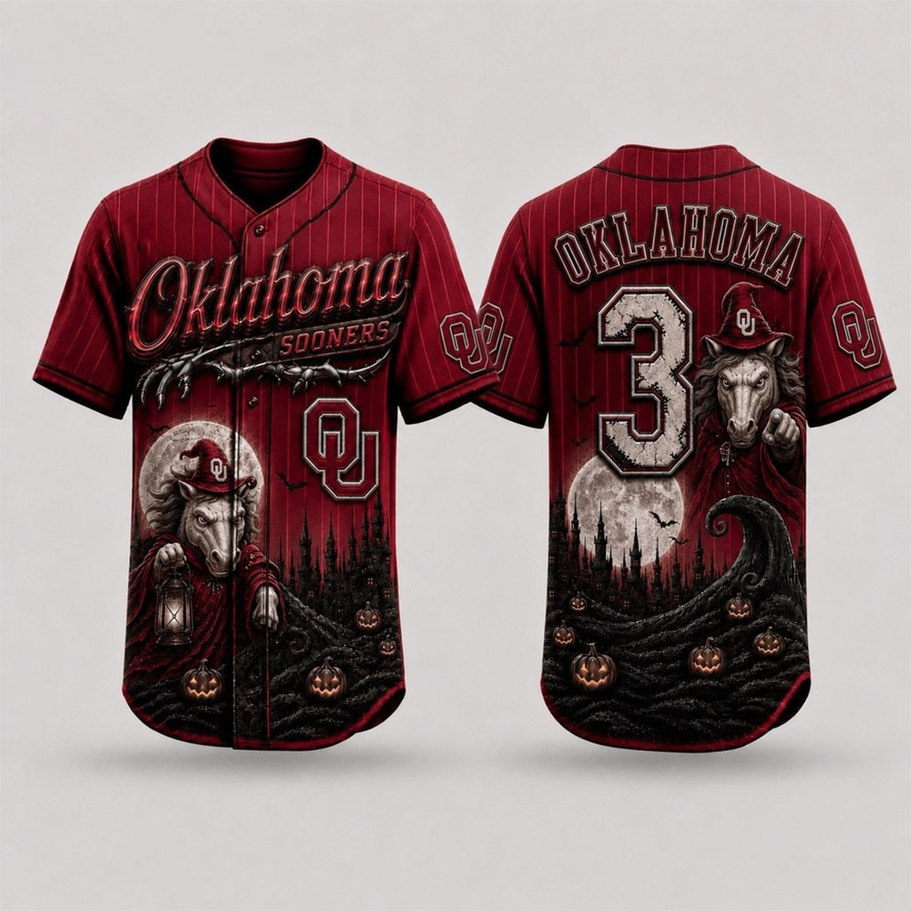 Personalized Oklahoma Sooners 2026 Spooky Mascot Halloween Baseball Jersey HG Sooners Merch