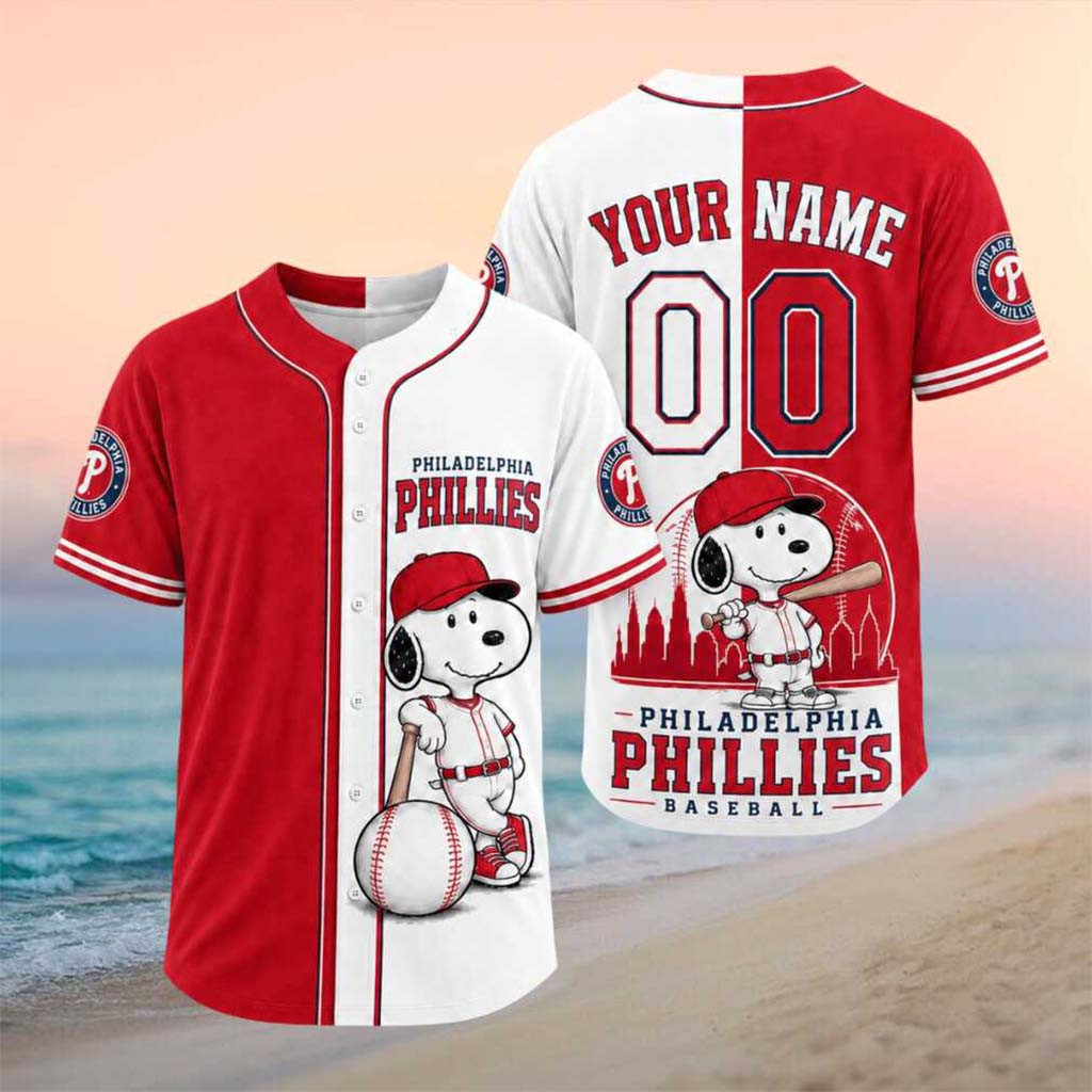 Personalized Philadelphia Phillies Snoopy Mascot City Skyline Baseball Jersey HG Phillies Merch