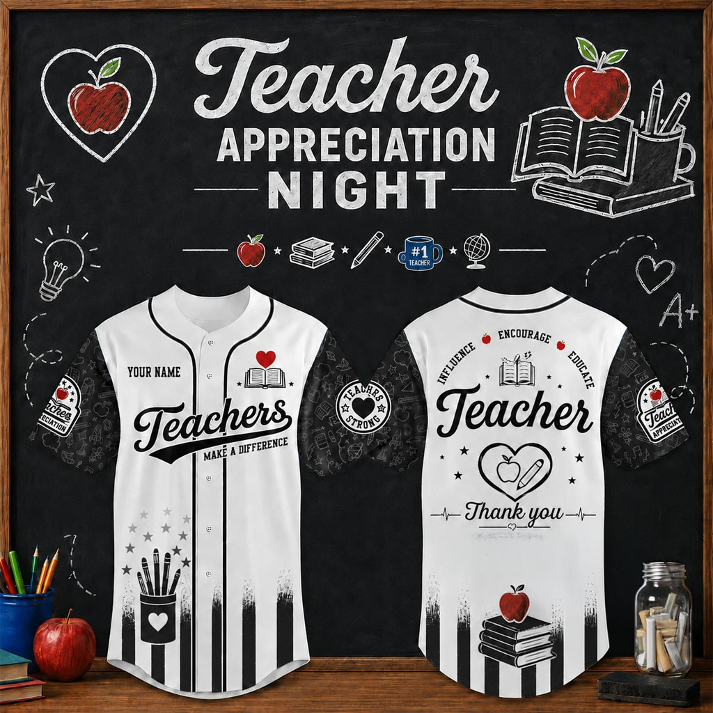Personalized Teacher Appreciation Make A Difference Baseball Jersey HG Gifts For Teachers