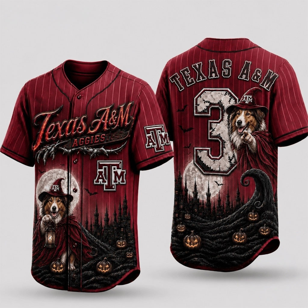 Personalized Texas A&M Aggies 2026 Spooky Mascot Halloween Baseball Jersey HG Fan Merch Best Gifts