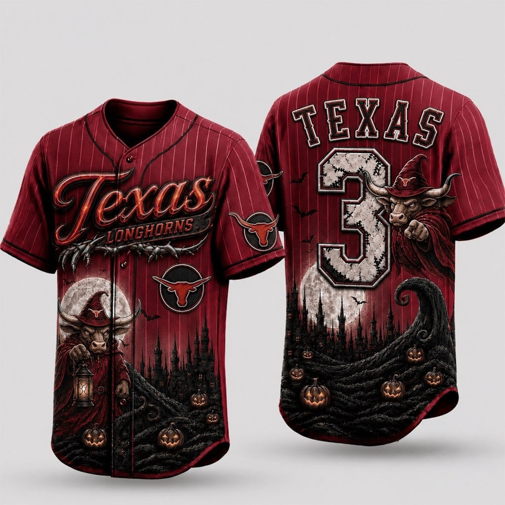 Personalized Texas Longhorns 2026 Spooky Mascot Halloween Baseball Jersey HG Texas Longhorns Merch