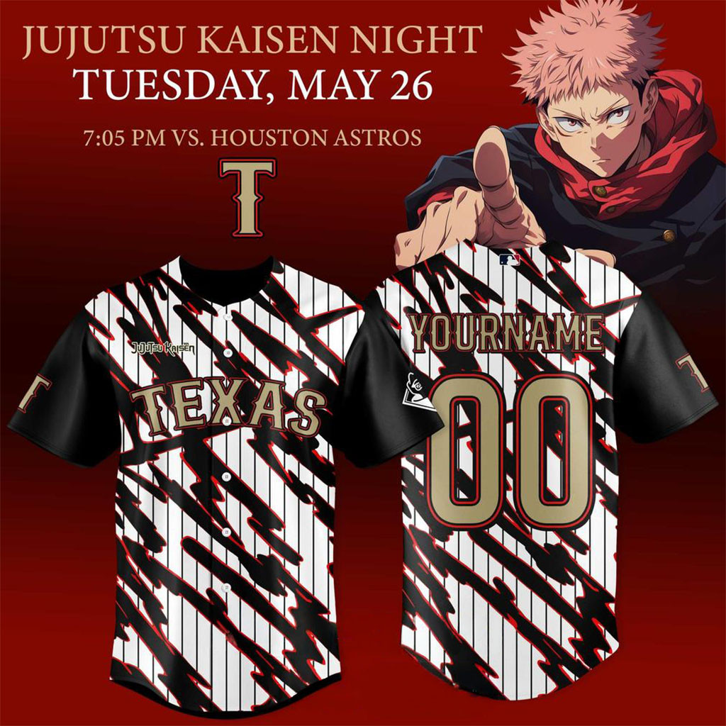 Personalized Texas Rangers X Jujutsu Kaisen Night 2026 Baseball Jersey HG Texas Rangers Merch