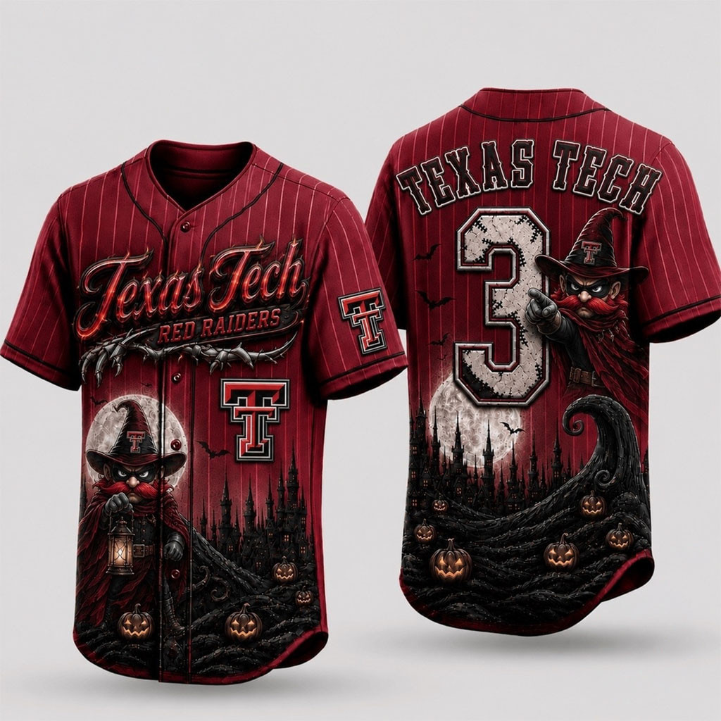 Personalized Texas Tech Red Raiders 2026 Spooky Mascot Halloween Baseball Jersey HG Raiders Merch