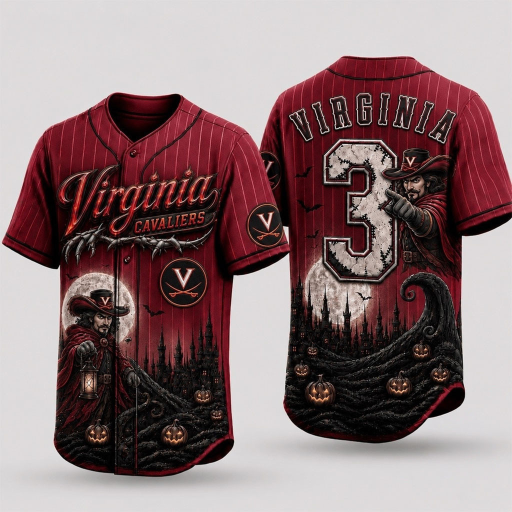 Personalized Virginia Cavaliers 2026 Spooky Mascot Halloween Baseball Jersey HG Fan Merch Gifts