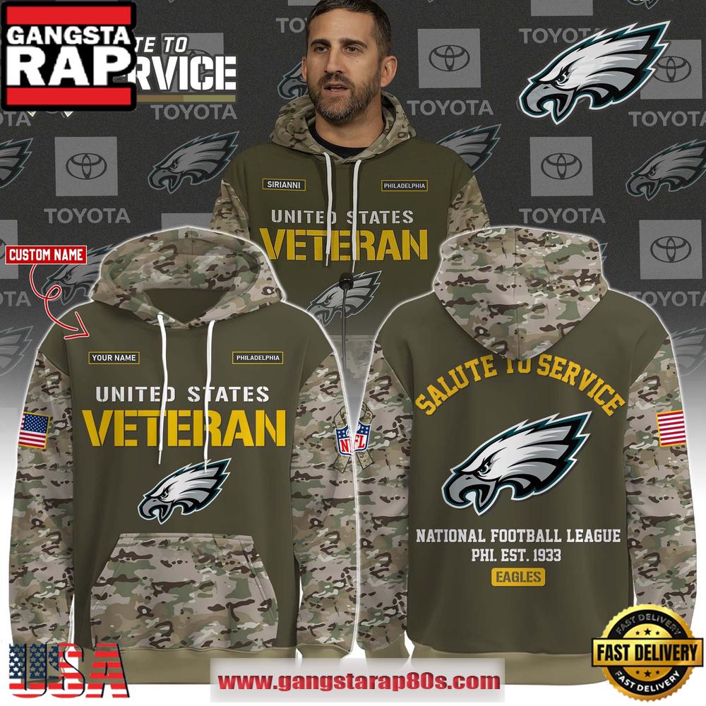 Philadelphia Eagles NFL Veteran Birthday 2025 Custom Name Unisex T-Shirt Hoodie Or Zip-up Hoodie LN