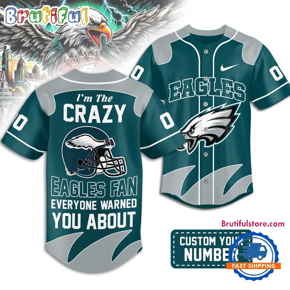 Philadelphia Eagles 2026 NFL Crazy Football Fan Personalized HFN Baseball Jersey Shirt