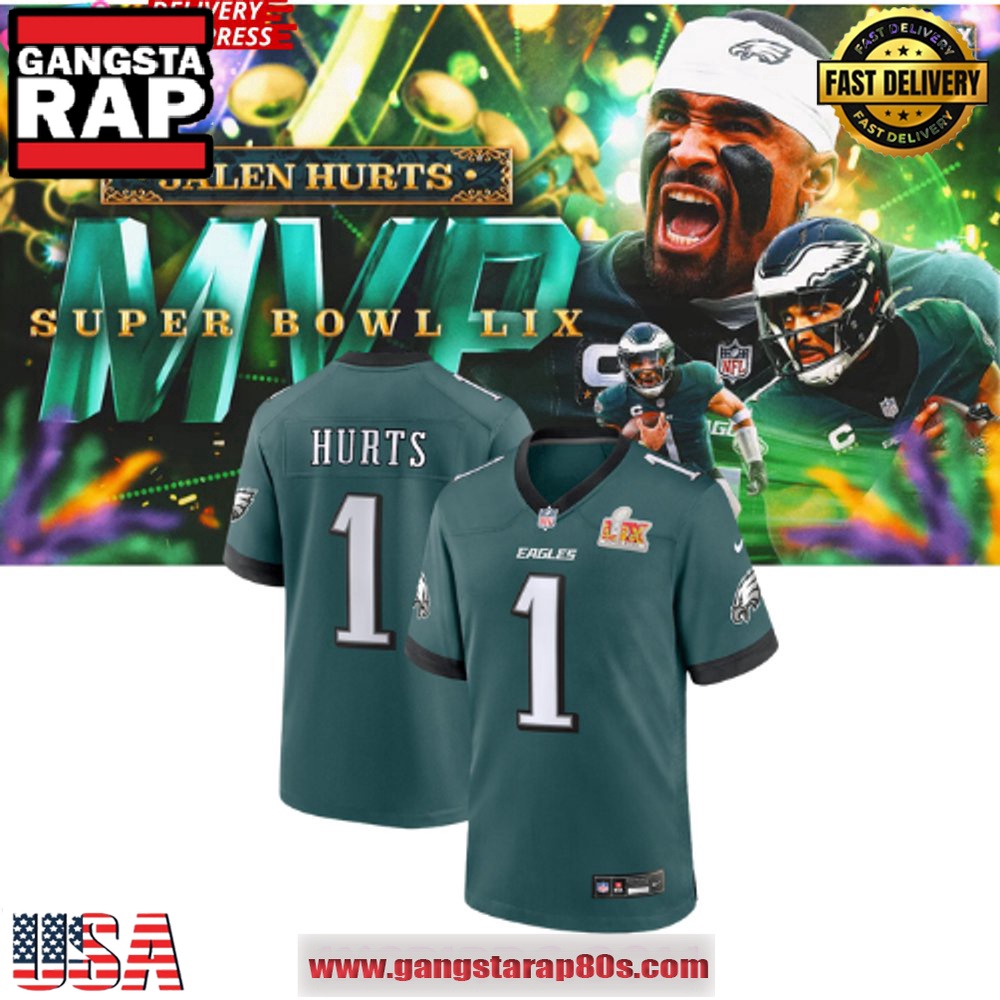 Philadelphia Eagles Jalen Hurts MVP Super Bowl NFL Football Jersey LN