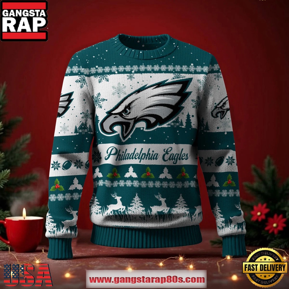 Philadelphia Eagles NFL Holiday Spirit Ugly Christmas Sweater LN