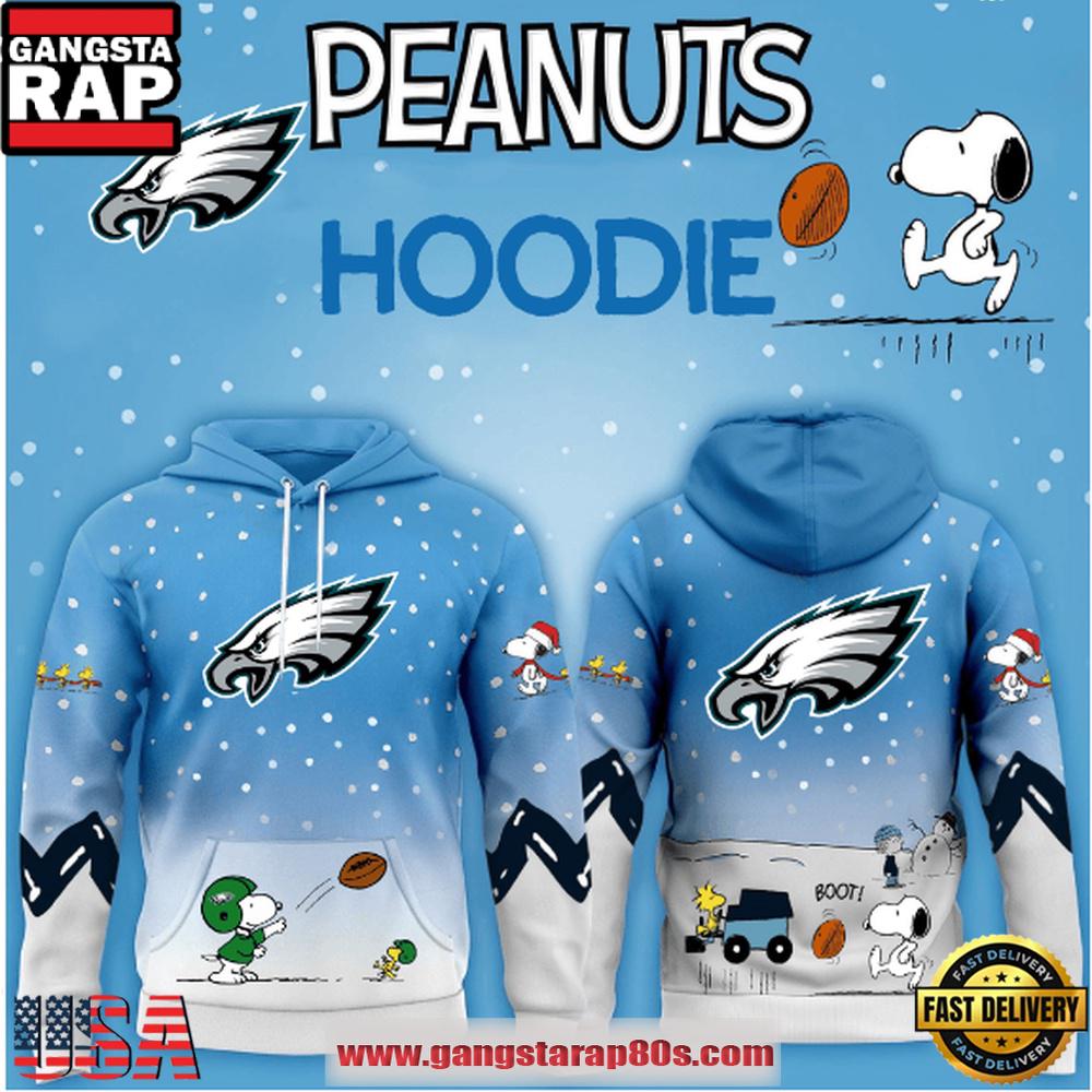 Philadelphia Eagles NFL x Peanuts Christmas Unisex T-Shirt Hoodie Or Zip-up Hoodie LN
