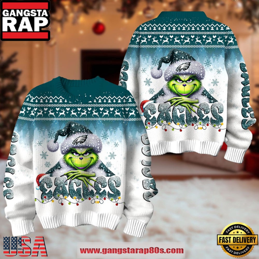 Philadelphia Eagles NFL x The Grinch Edition Ugly Christmas Sweater LN