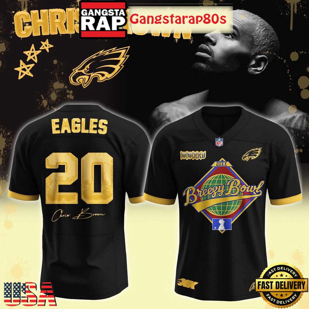 Philadelphia Ealges x Chris Brown Breezy Bowl 11_11 Football Jersey LN