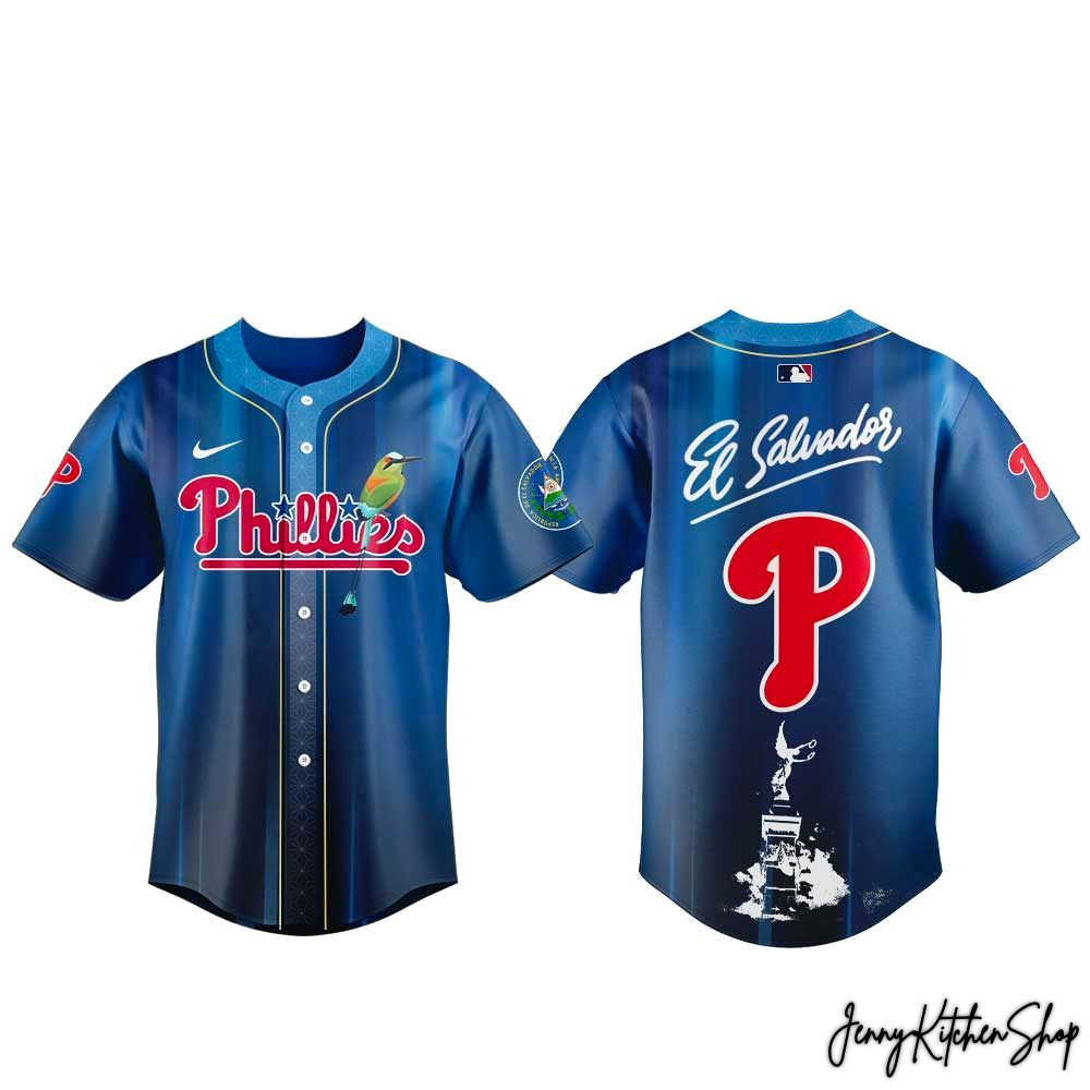 Philadelphia Phillies Salvadoran Heritage Day 2026 HFN Baseball Jersey - Image 2