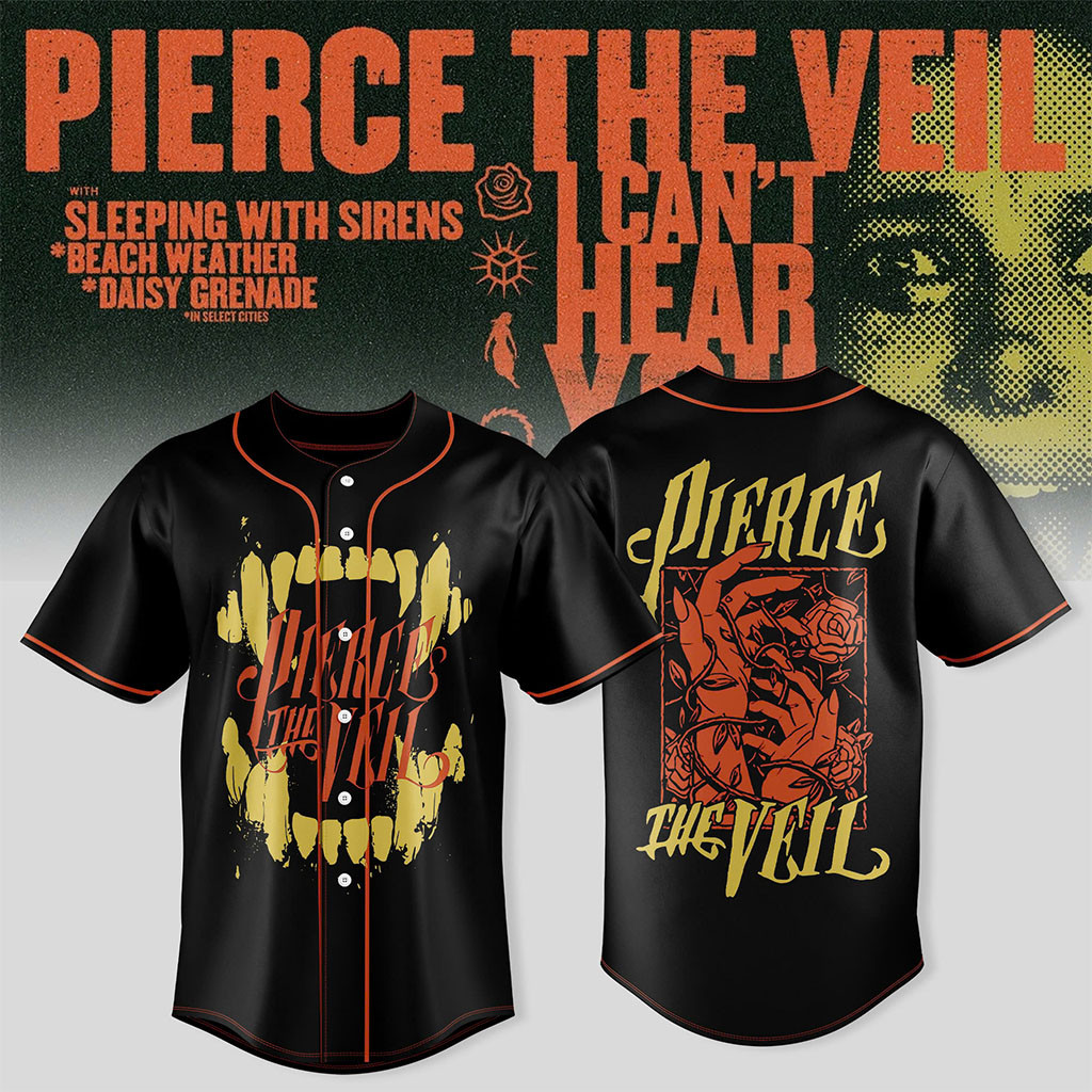 Pierce The Veil I Can’t Hear You World Tour Australia 2026 Baseball Jersey HG Pierce The Veil Merch
