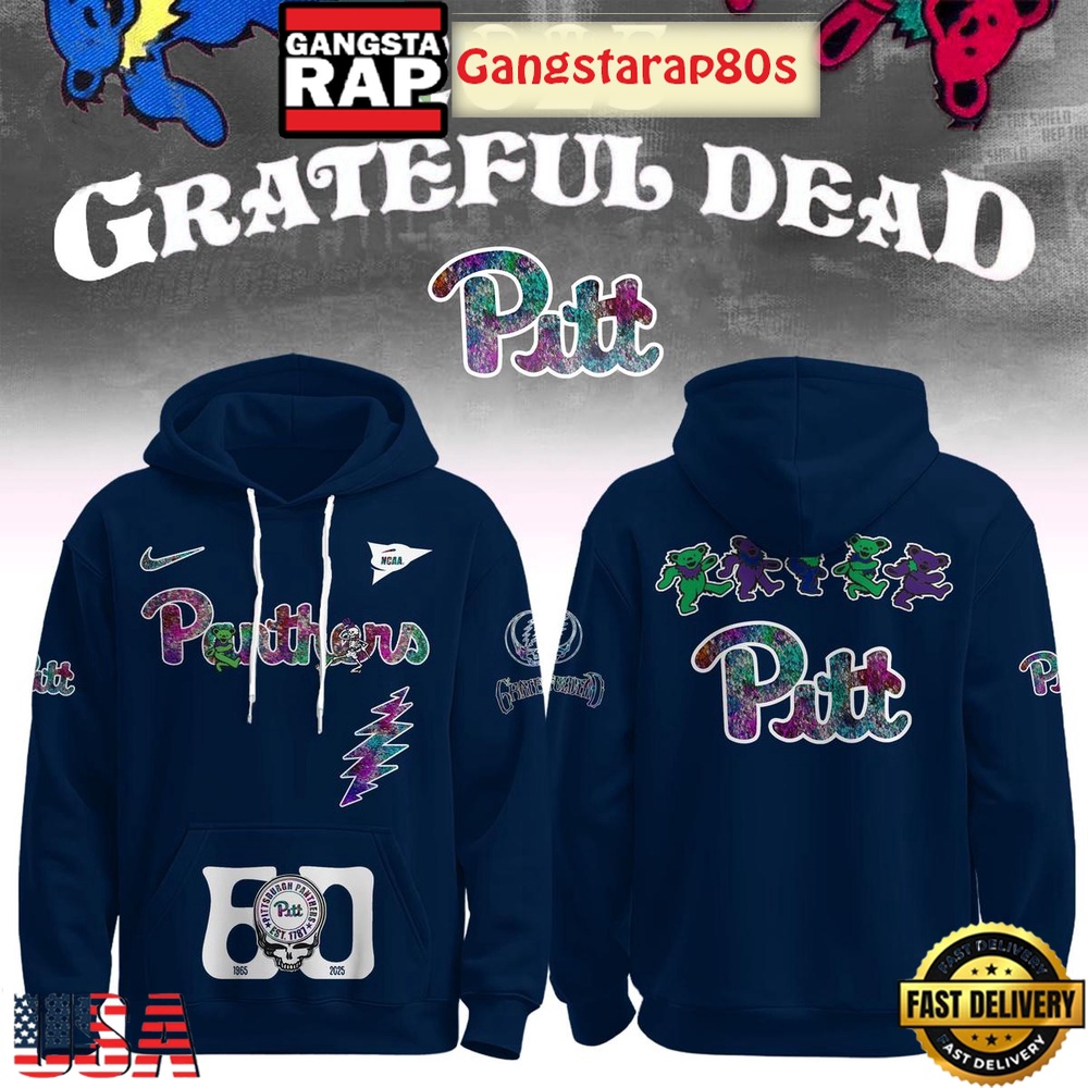 Pittsburgh Panthers x Grateful Dead 60 Years Unisex T-Shirt Hoodie Or Zip-up Hoodie LN