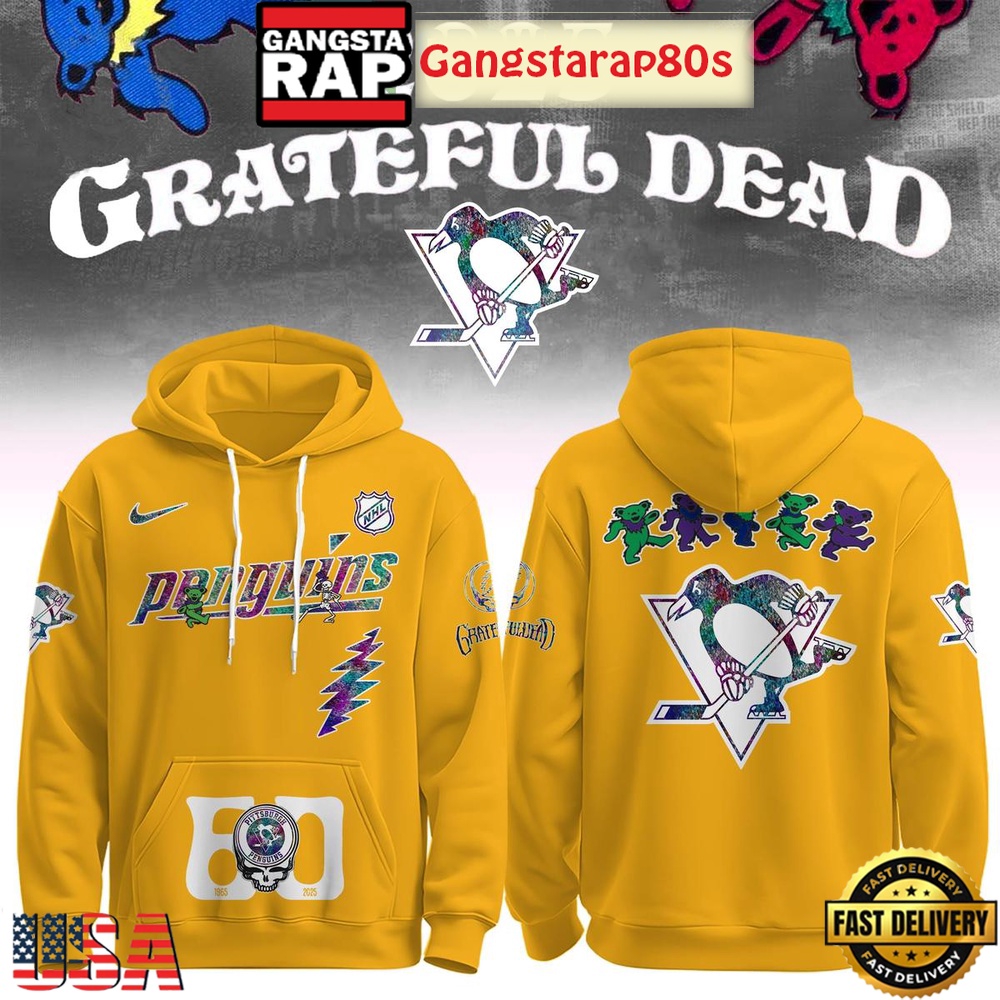 Pittsburgh Penguins Grateful Dead 60 Years Special Edition All Over Print T-Shirt Hoodie Or Zip-up Hoodie LN