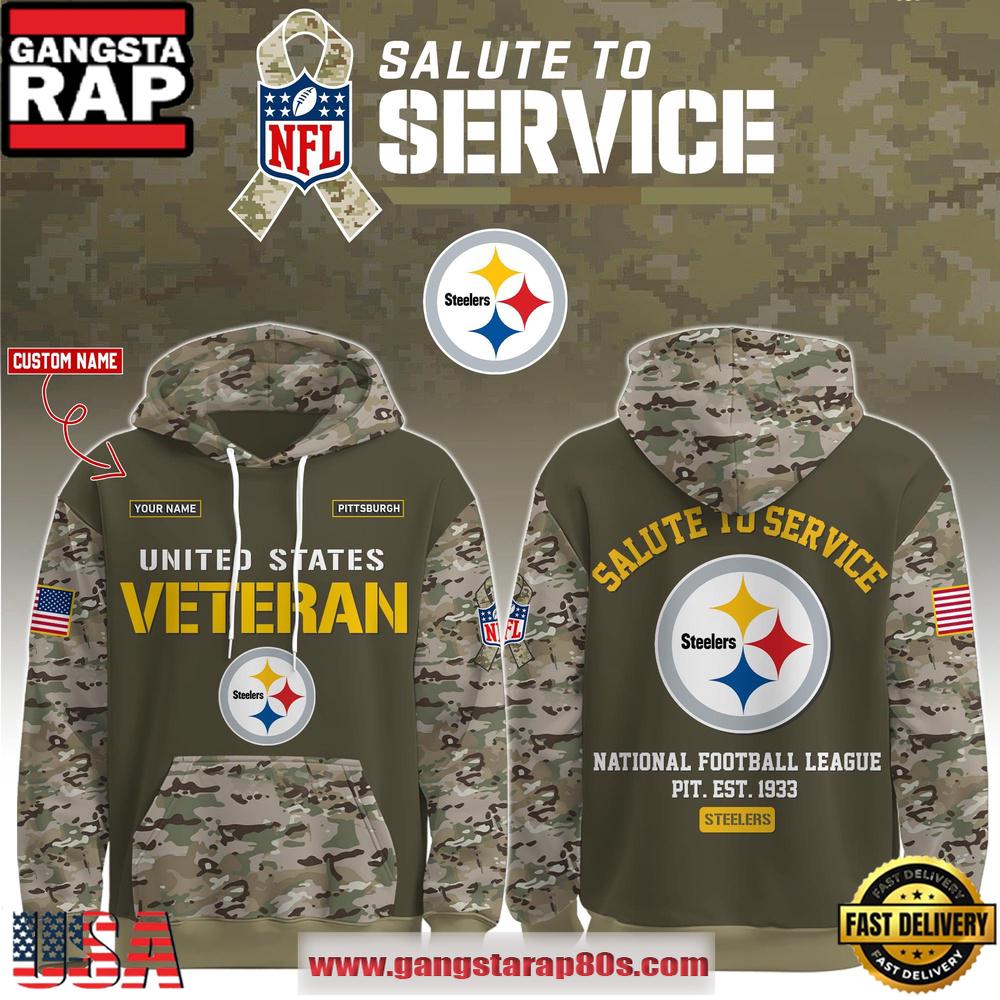 Pittsburgh Steelers NFL Veteran Birthday 2025 Custom Name Unisex T-Shirt Hoodie Or Zip-up Hoodie LN