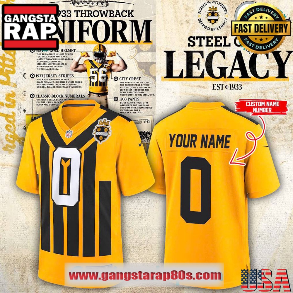 Pittsburgh Steelers DK Metcalf Gold Alternate 1933 Throwback Game Personalized Football Jersey LN