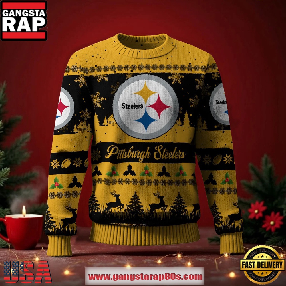 Pittsburgh Steelers NFL Holiday Spirit Ugly Christmas Sweater LN
