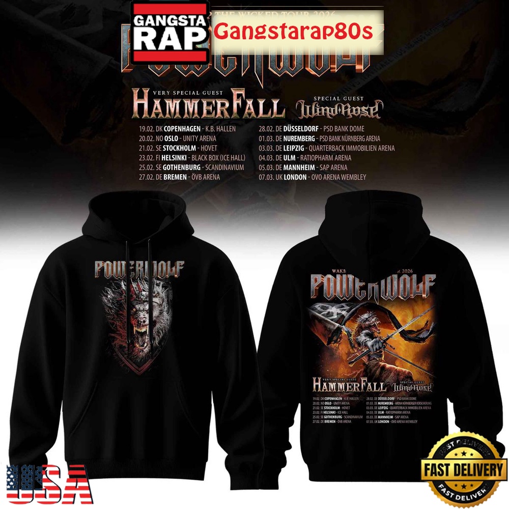 Powerwolf Wake Up The Wicked Tour 2026 Special Edition T-Shirt Hoodie Or Zip-up Hoodie LN