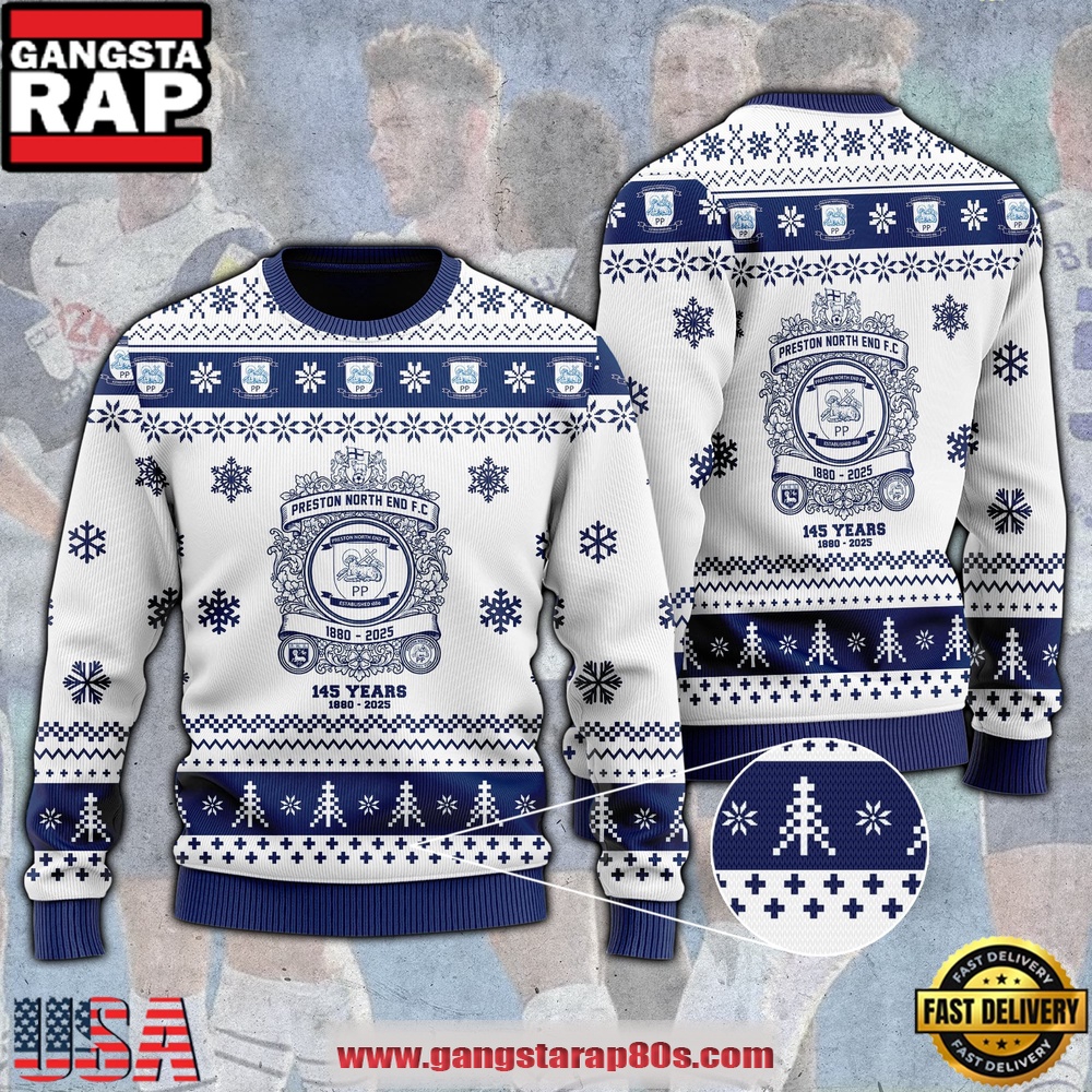 Preston North End F.C. 145 YEARS 3D Noel Ugly Xmas Sweater LN