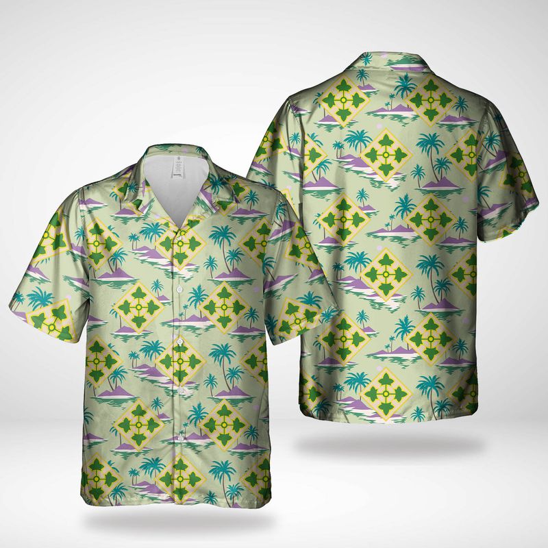US Army 4th Infantry Division IVY Hawaiian Shirt NNA