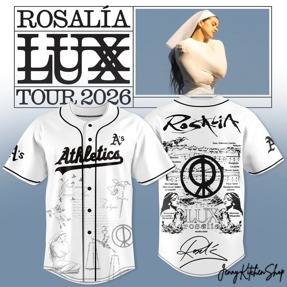 Rosalia x Oakland Athletics LUX Tour 2026 White HFN Baseball Jersey