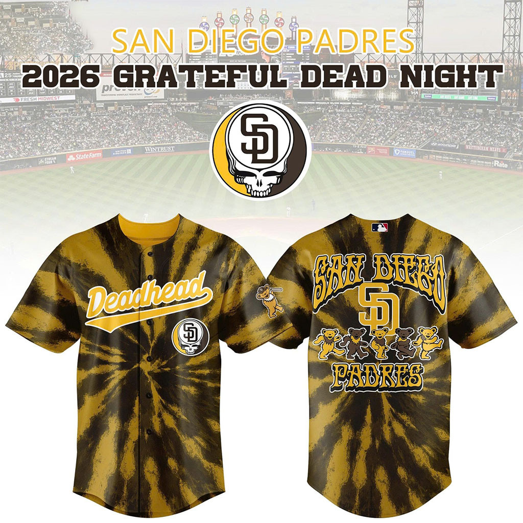 San Diego Padres 2026 Grateful Dead Night Baseball Jersey HG SD Padres Merch Baseball Fan Gifts