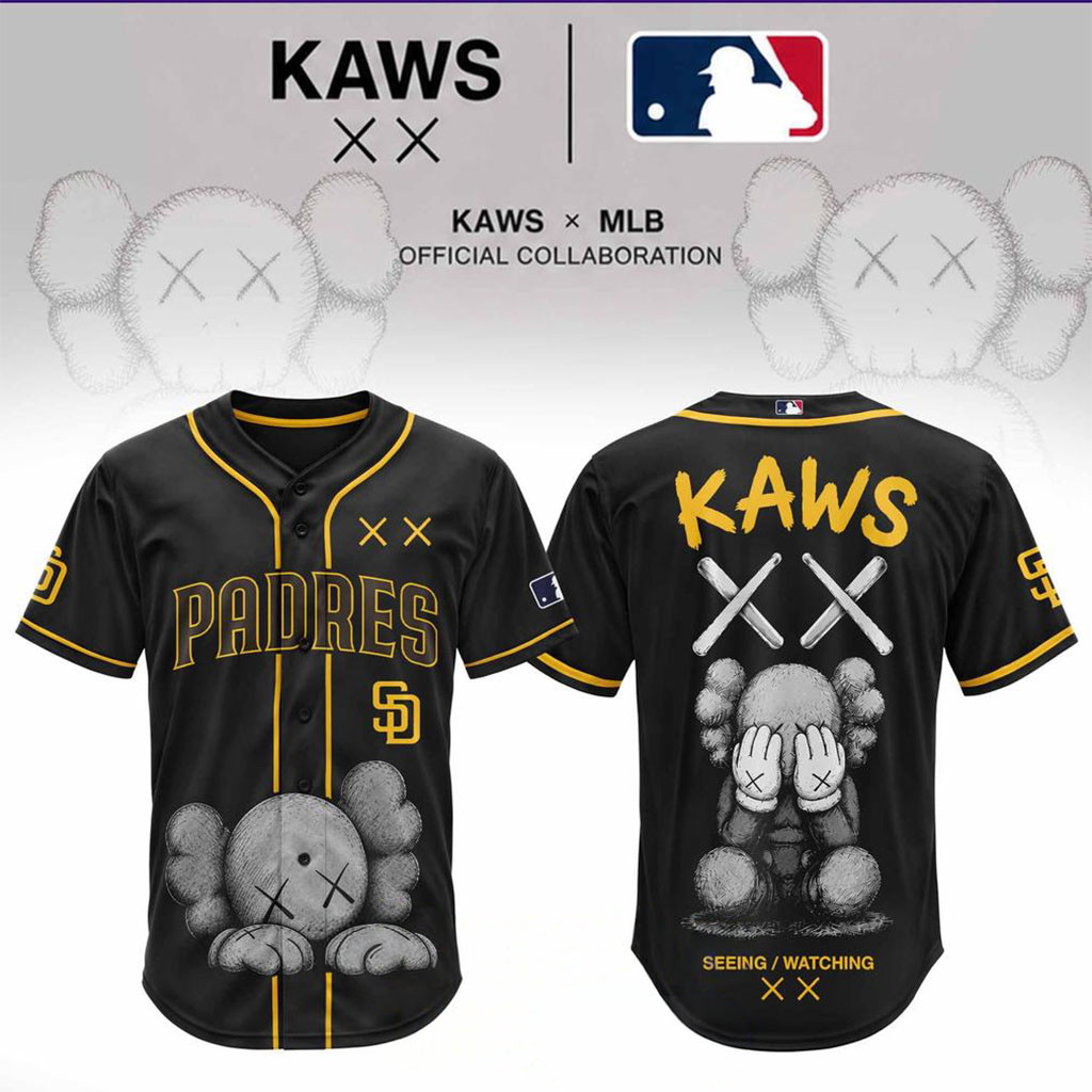 San Diego Padres X KAWS Blackout Baseball Jersey HG SD Padres Merch Gift For Baseball Lovers