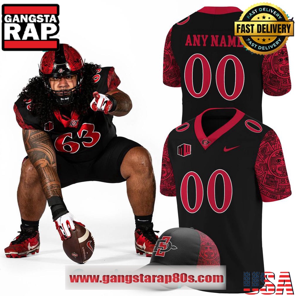 San Diego State Special Edition New Personalized Black Football Jersey LN