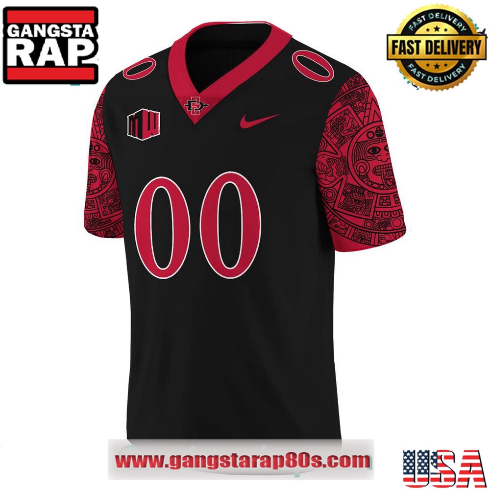 San Diego State Special Edition New Personalized Black Football Jersey LN - Image 2