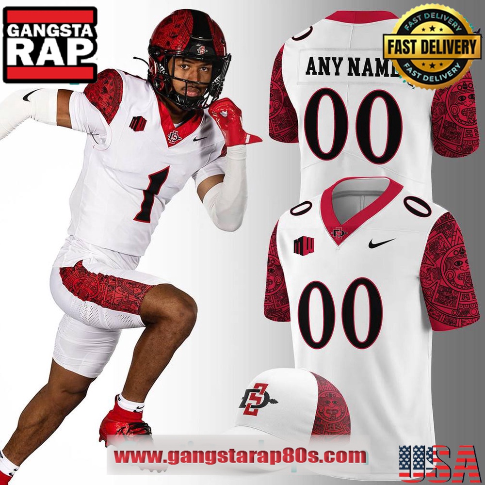 San Diego State Special Edition New Personalized White Football Jersey LN