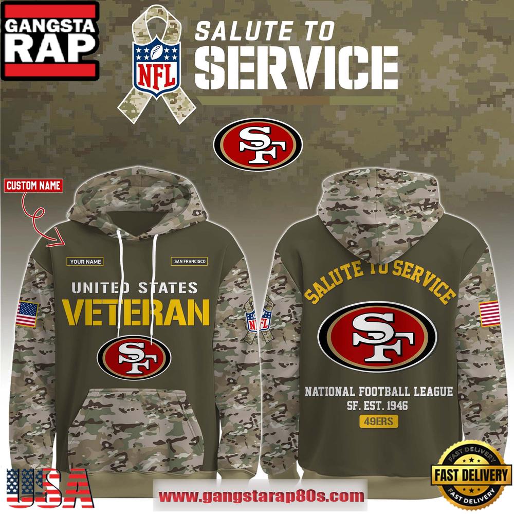 San Francisco 49ers NFL Veteran Birthday 2025 Custom Name Unisex T-Shirt Hoodie Or Zip-up Hoodie LN