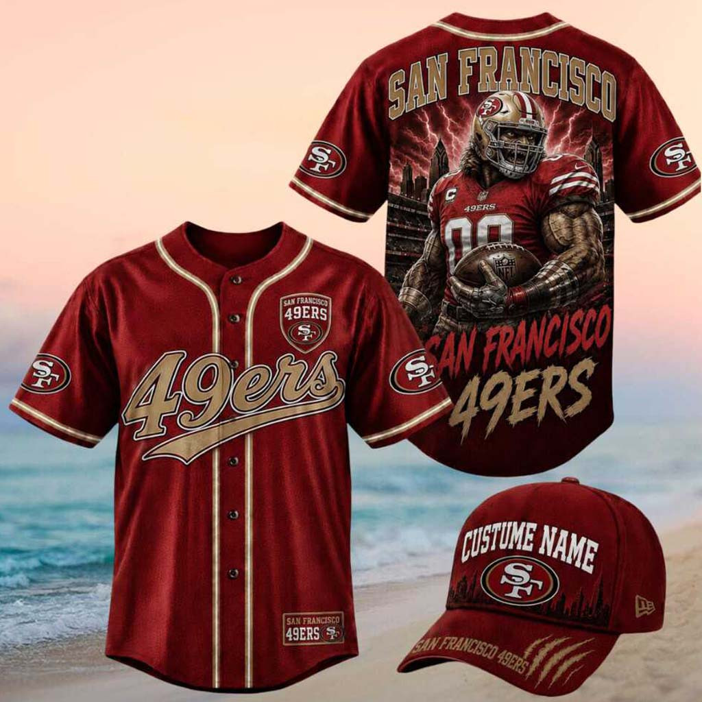 San Francisco 49ers Beast Mascot Stadium Graphic Baseball Jersey HG 49ers Merch Brother Gifts