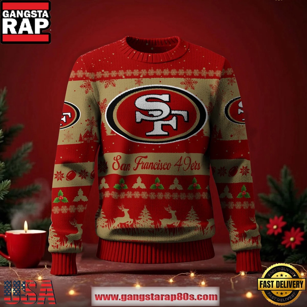 San Francisco 49ers NFL Holiday Spirit Ugly Christmas Sweater LN