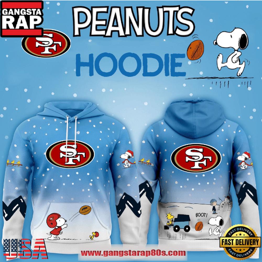 San Francisco 49ers NFL x Peanuts Christmas Unisex T-Shirt Hoodie Or Zip-up Hoodie LN