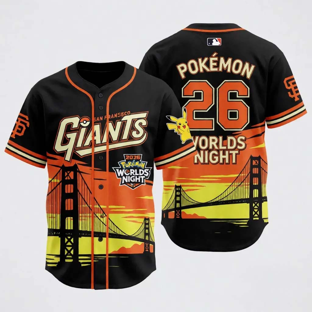 San Francisco Giants Pokemon Worlds Night Pikachu 2026 Baseball Jersey HG SF Giants Merch Gifts