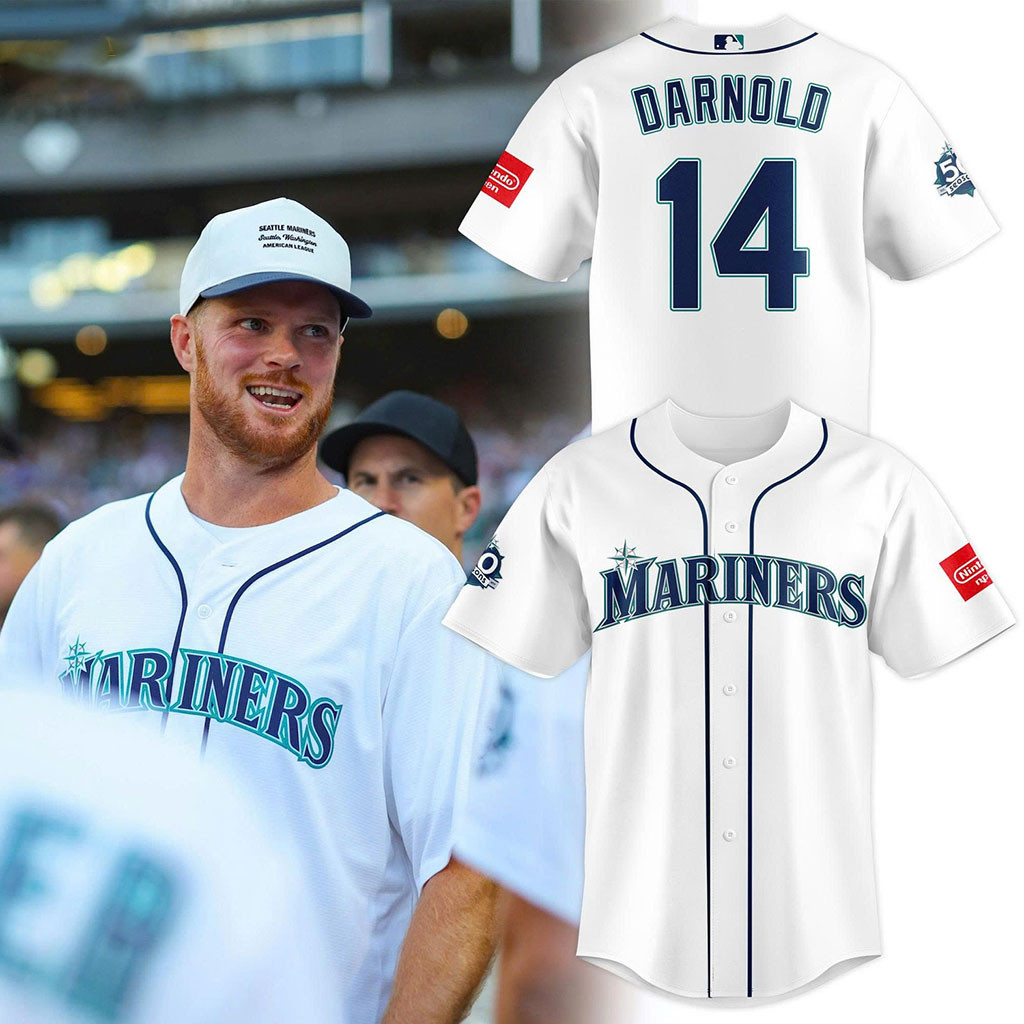 Seattle Mariners Sam Darnold #14 Home Baseball Jersey HG White Seattle Mariners Merch Fan Jersey