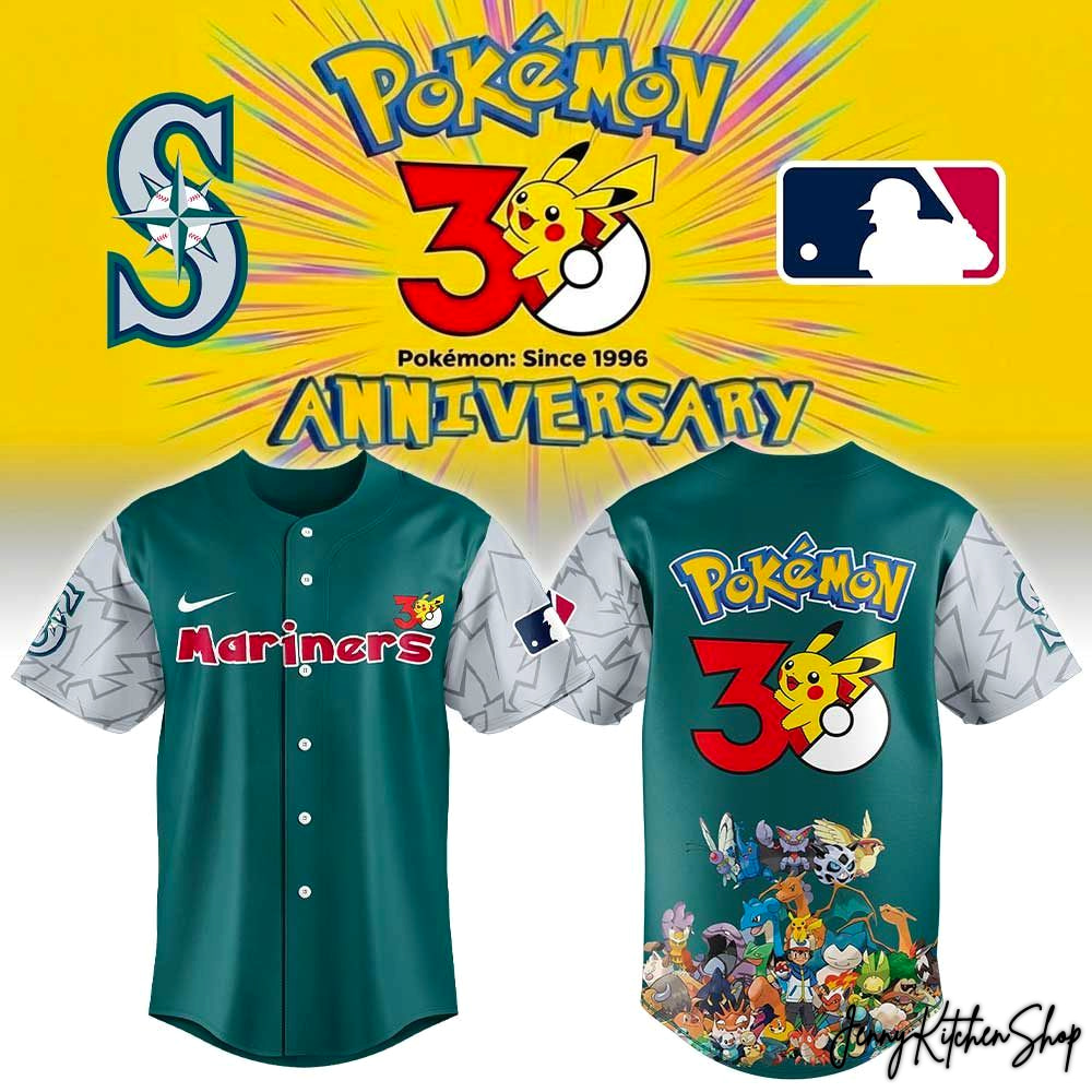 Seattle Mariners x Pokemon 30th Anniversary HFN Baseball Jersey
